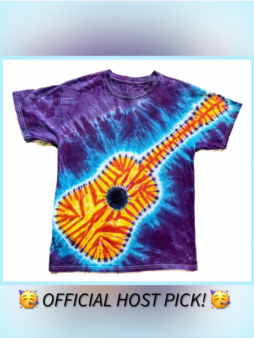 🥳 HP 🥳 Hand Dyed Custom Guitar Tie Dye Shirt Youth Large YL Blue Purple Boy Girl